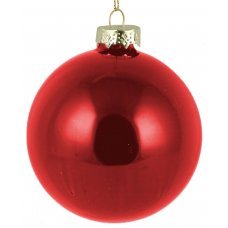 Χριστουγεννιάτικη Γυάλινη Μπάλα Κόκκινη Γυαλιστερή (10cm)